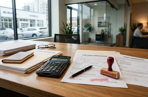 Meridian loan advisor reviewing documents with client